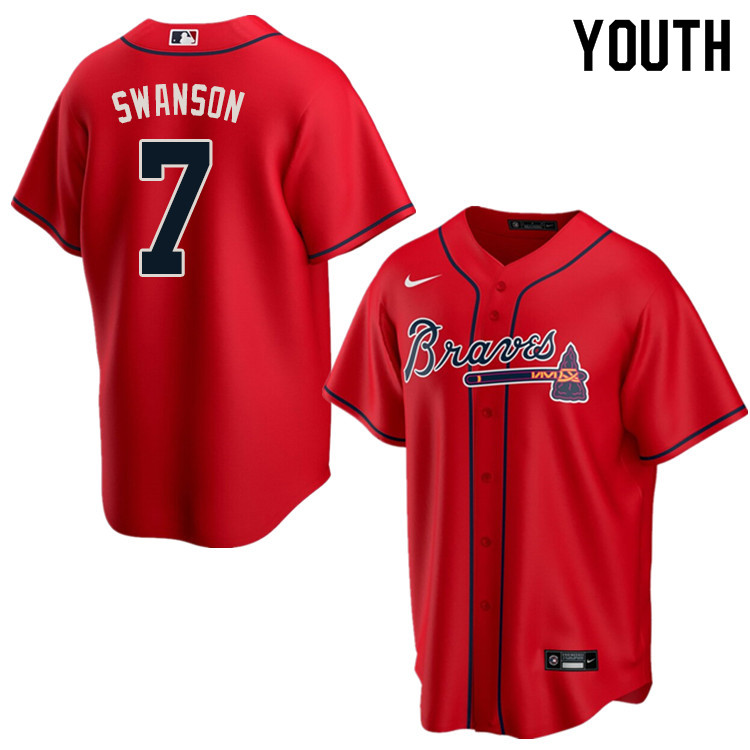 Nike Youth #7 Dansby Swanson Atlanta Braves Baseball Jerseys Sale-Red